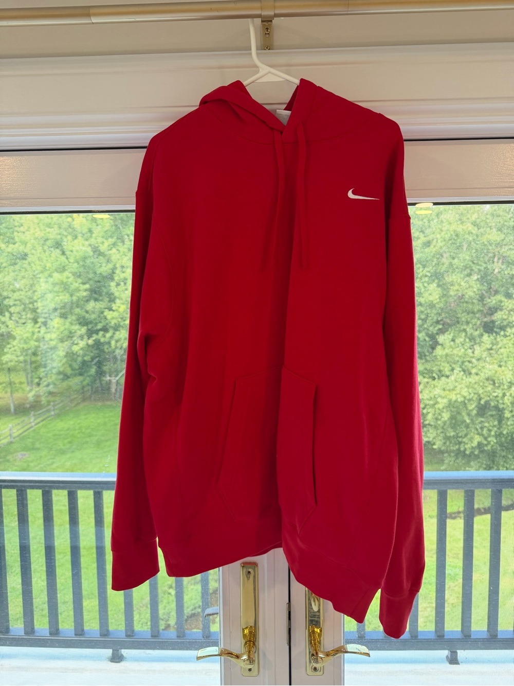 Nike Red Hoodie with White Swoosh